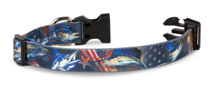 Salty Paws Billfish Print Dog Collar D. Friel Made from Recycled Plastic Bottles