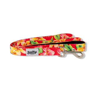 Tropical Dog Pink Floral Hawaiian Print Leash 6' Length Soft Neoprene Handle