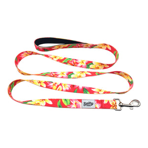 Tropical Floral Print Dog Collar and Leash Matching Set Pink Floral